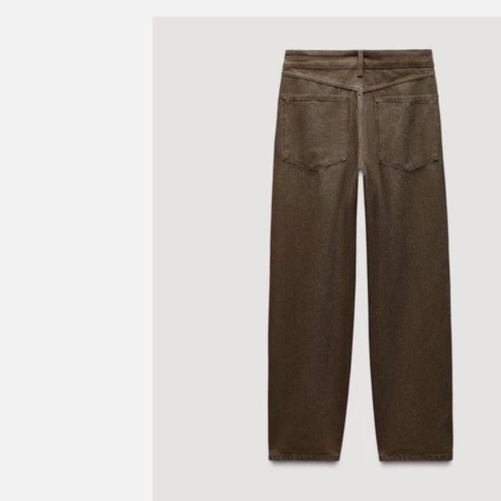NWT Zara Jeans Denim The Tailored Barrel Pants Signature Brown Khaki  SZ-10 - Picture 5 of 10